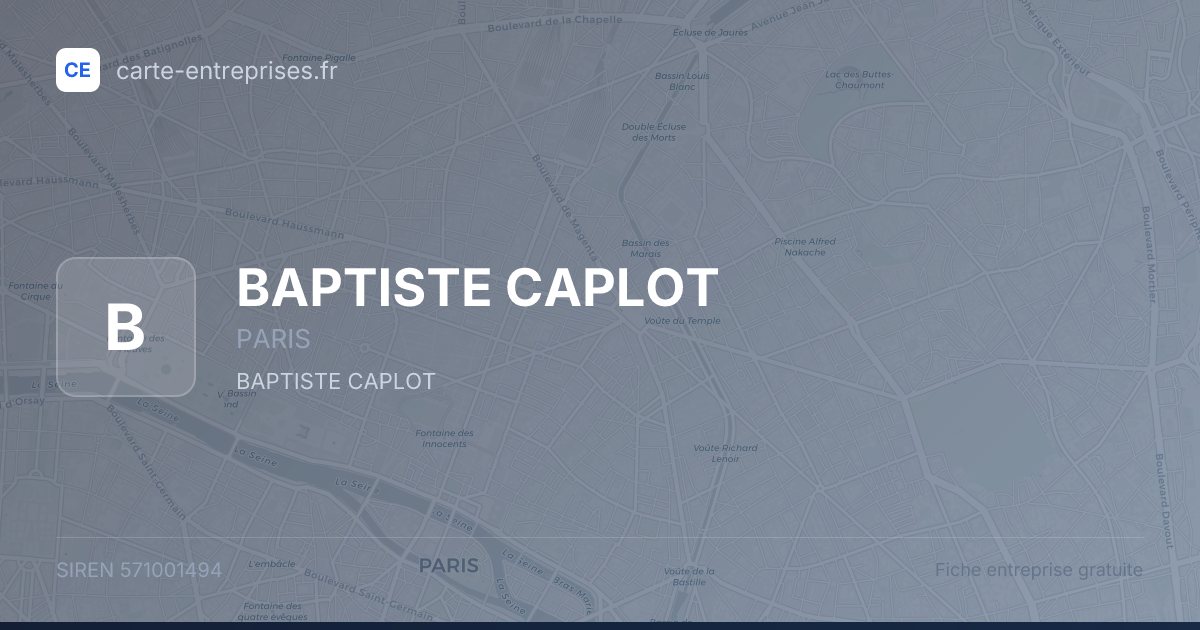 BAPTISTE CAPLOT — 571001494 — fiche entreprise