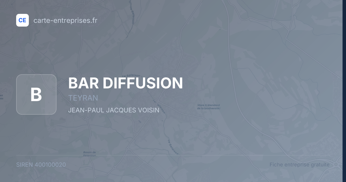 BAR DIFFUSION — 400100020 — fiche entreprise