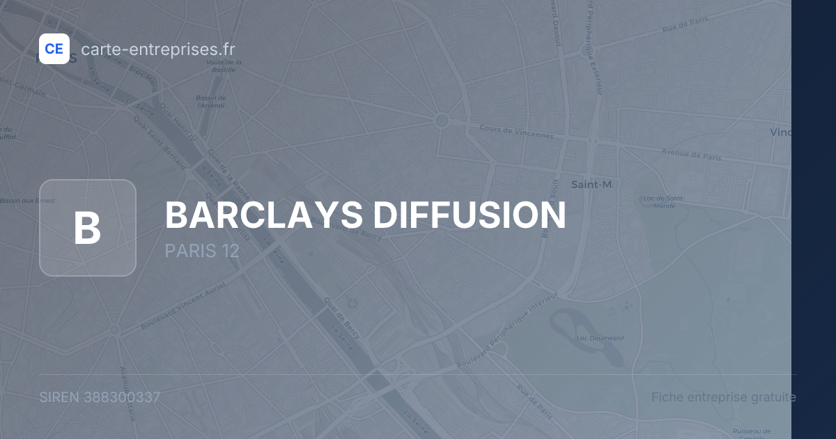 BARCLAYS DIFFUSION — 388300337 — fiche entreprise
