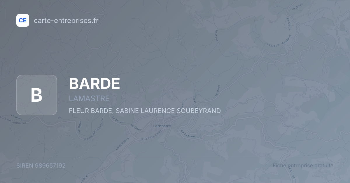 BARDE — 989657192 — fiche entreprise