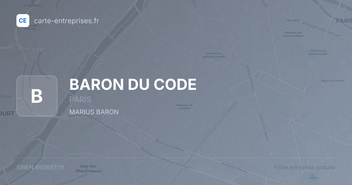 BARON DU CODE — 893687111 — fiche entreprise