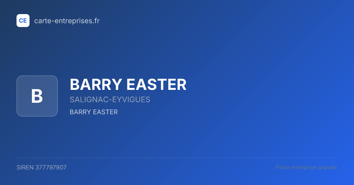 BARRY EASTER — 377797907 — fiche entreprise