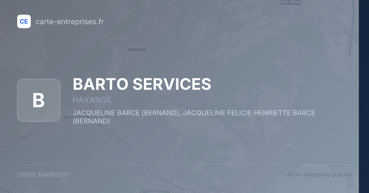 BARTO SERVICES — 394965891 — fiche entreprise