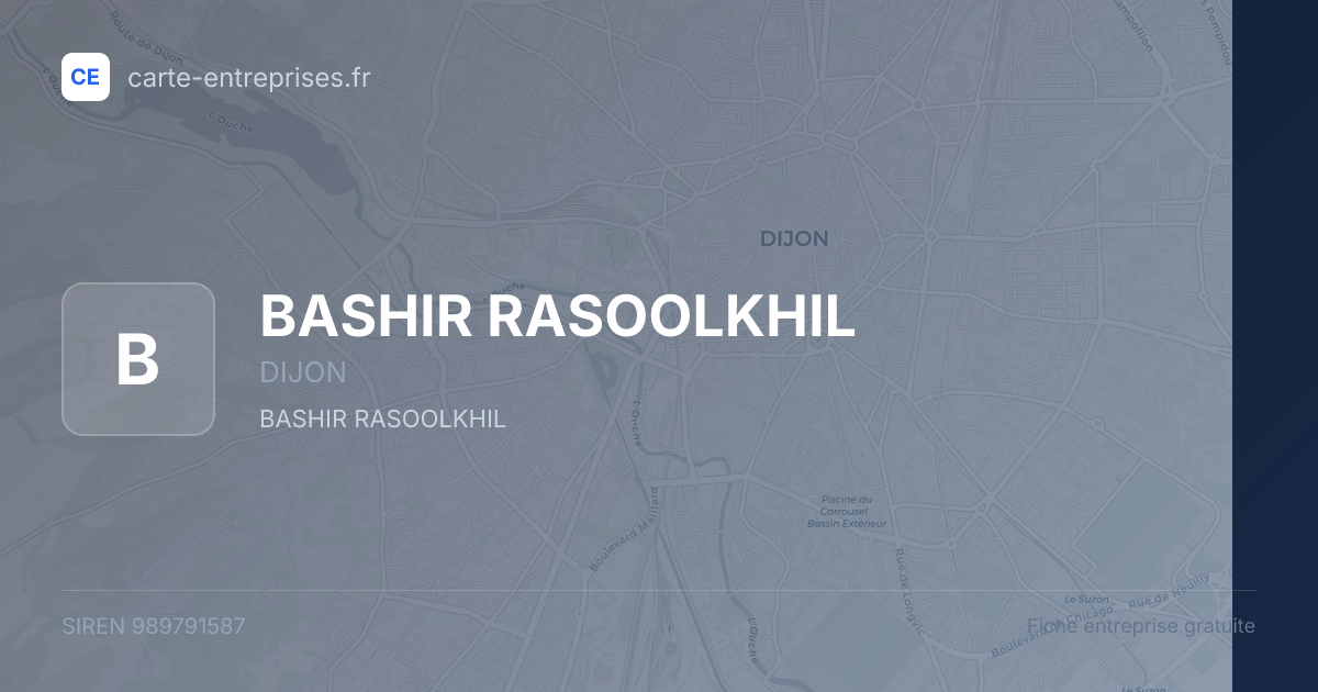 BASHIR RASOOLKHIL — 989791587 — fiche entreprise