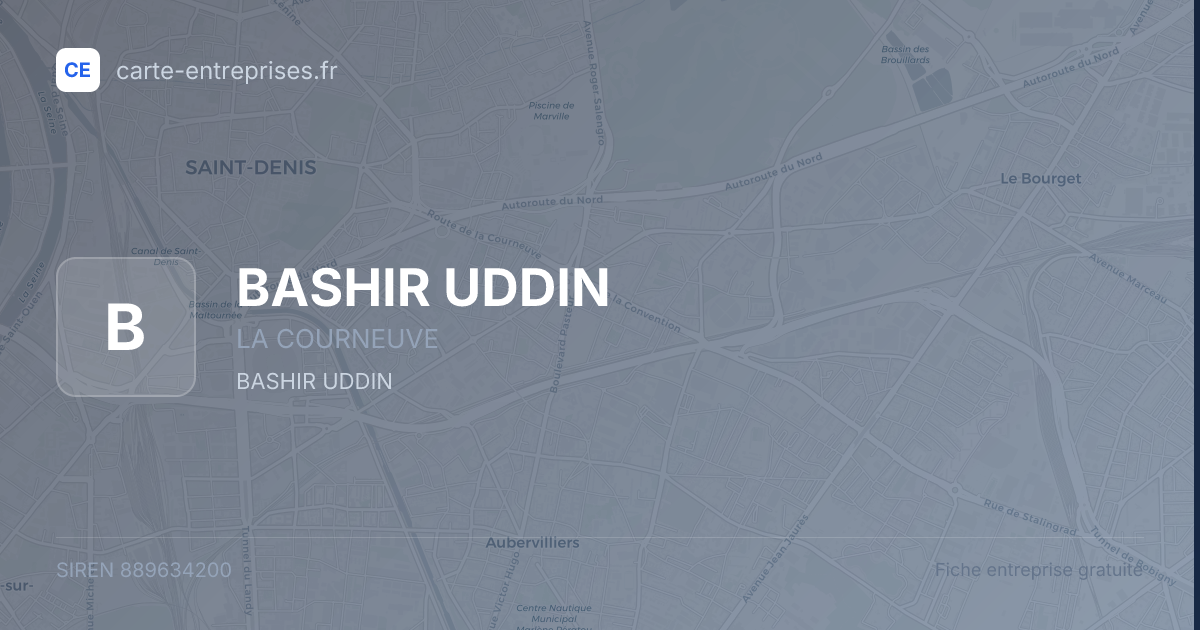 BASHIR UDDIN — 889634200 — fiche entreprise