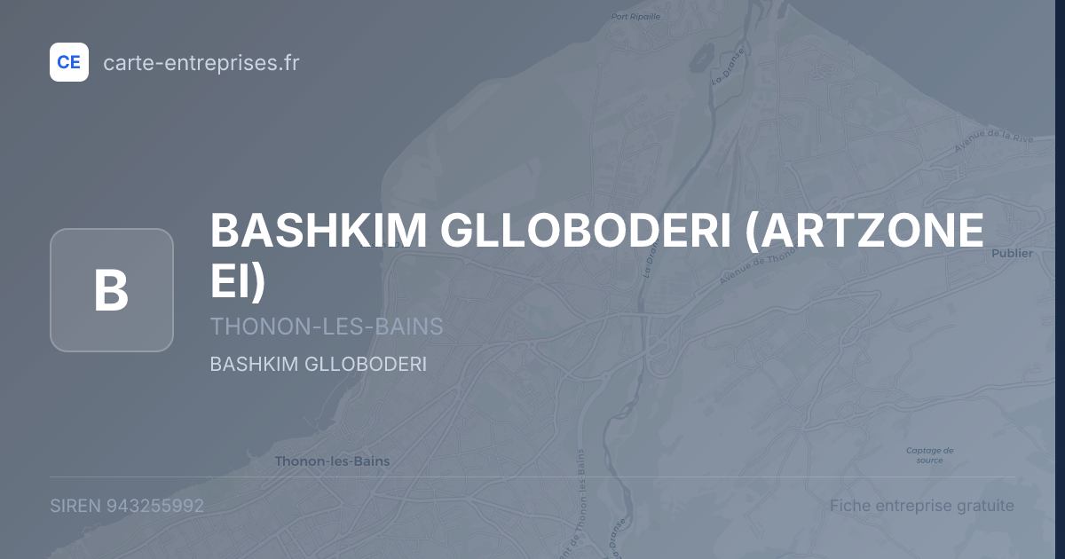 BASHKIM GLLOBODERI (ARTZONE EI) — 943255992 — fiche entreprise