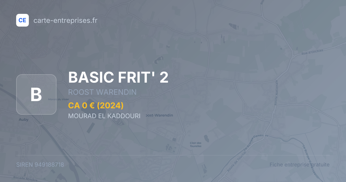 BASIC FRIT' 2 — 949188718 — fiche entreprise
