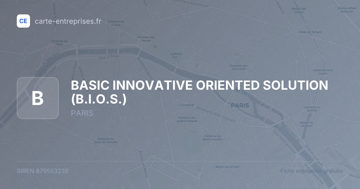 BASIC INNOVATIVE ORIENTED SOLUTION (B.I.O.S.) — 879553238 — fiche entreprise