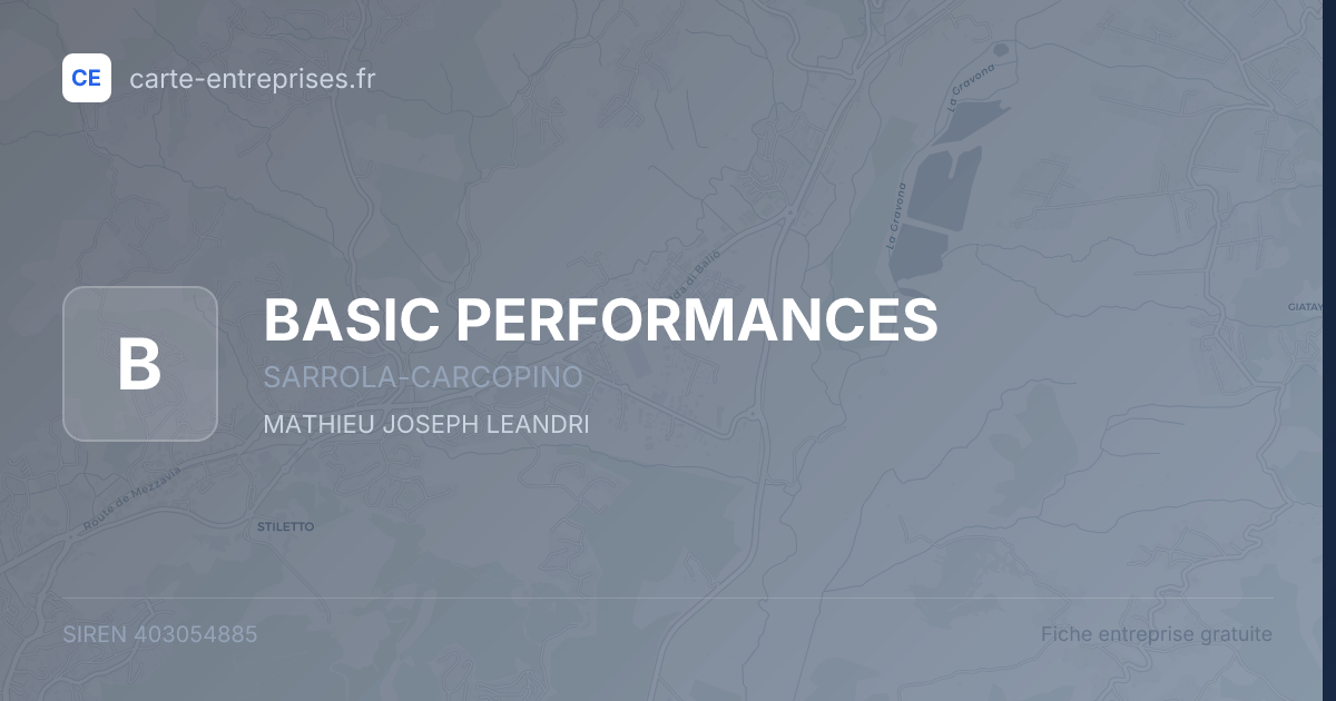 BASIC PERFORMANCES — 403054885 — fiche entreprise