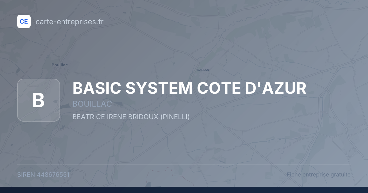 BASIC SYSTEM COTE D'AZUR — 448676551 — fiche entreprise