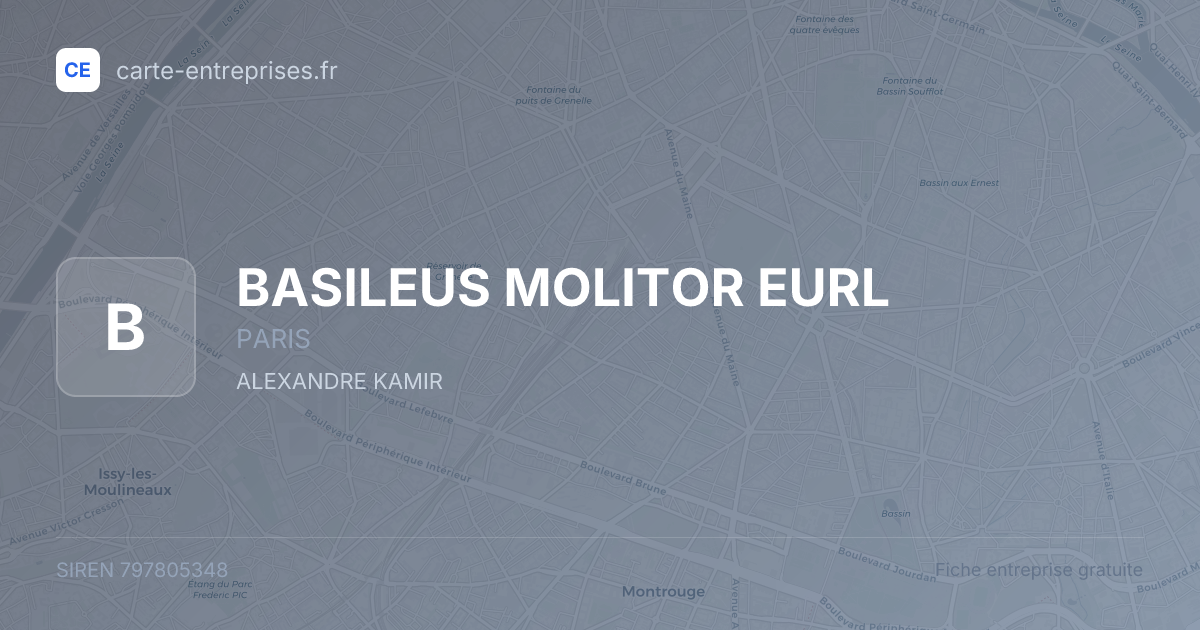 BASILEUS MOLITOR EURL — 797805348 — fiche entreprise