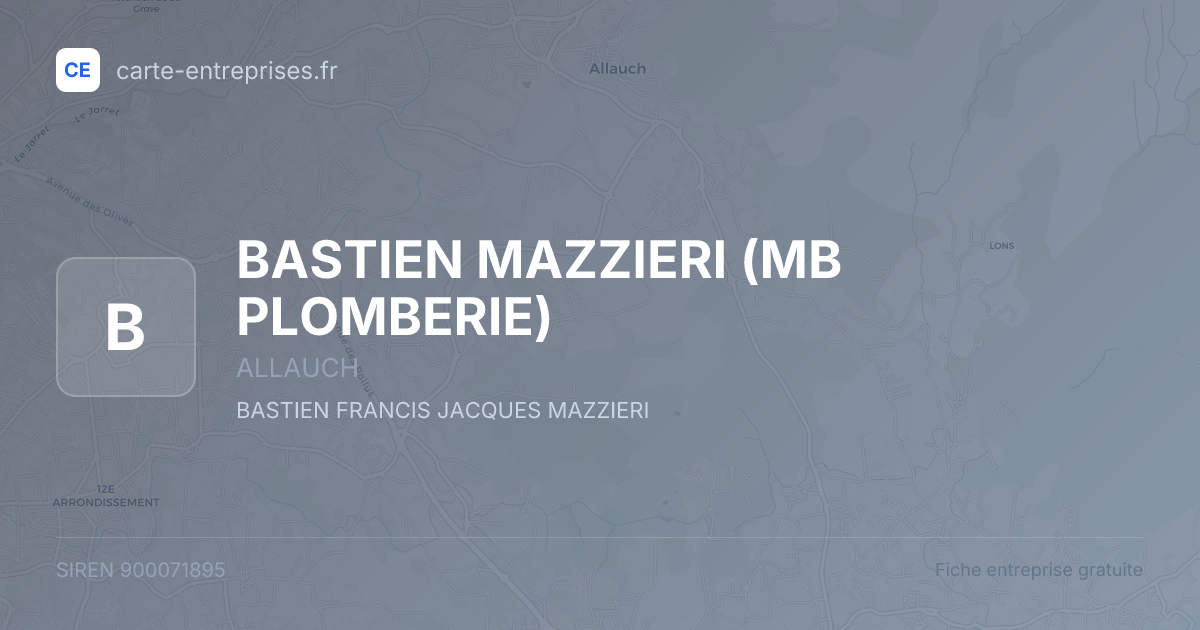 BASTIEN MAZZIERI (MB PLOMBERIE) — 900071895 — fiche entreprise