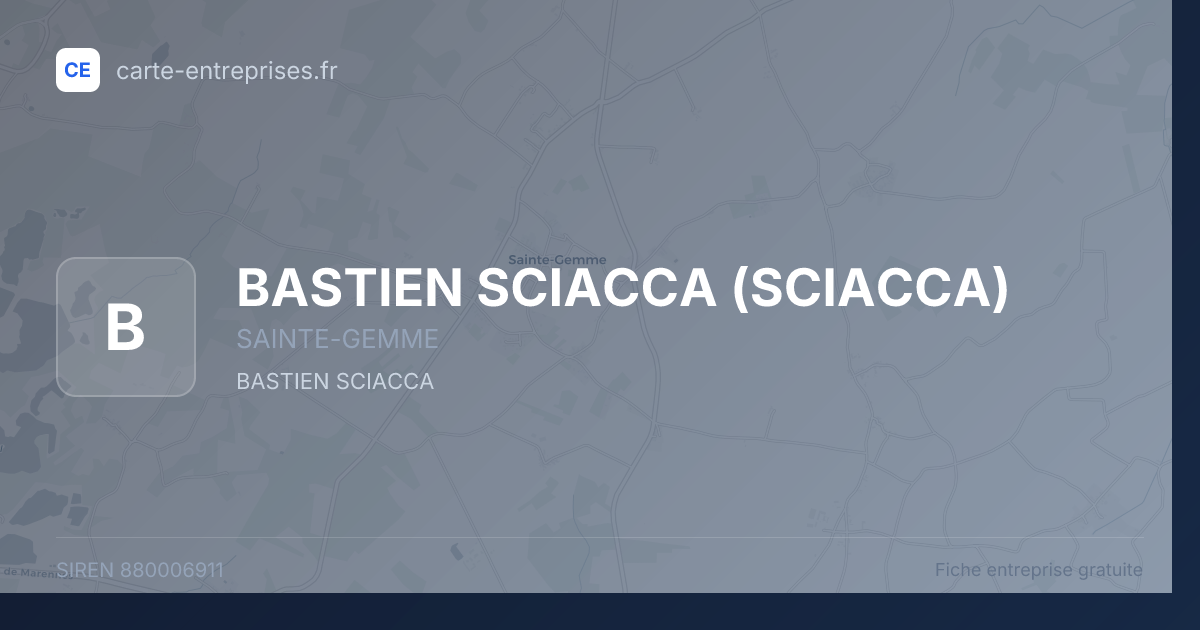 BASTIEN SCIACCA (SCIACCA) — 880006911 — fiche entreprise