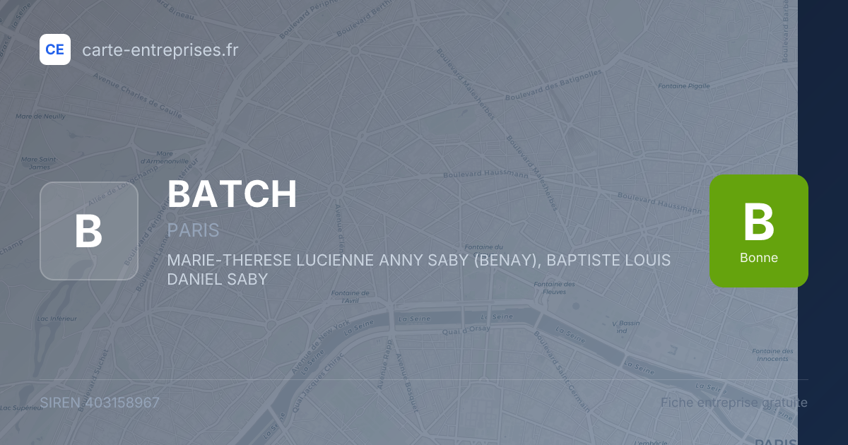 BATCH — 403158967 — fiche entreprise