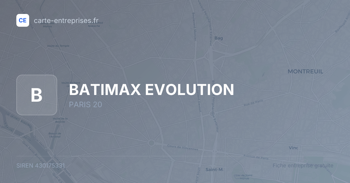 BATIMAX EVOLUTION — 430175331 — fiche entreprise
