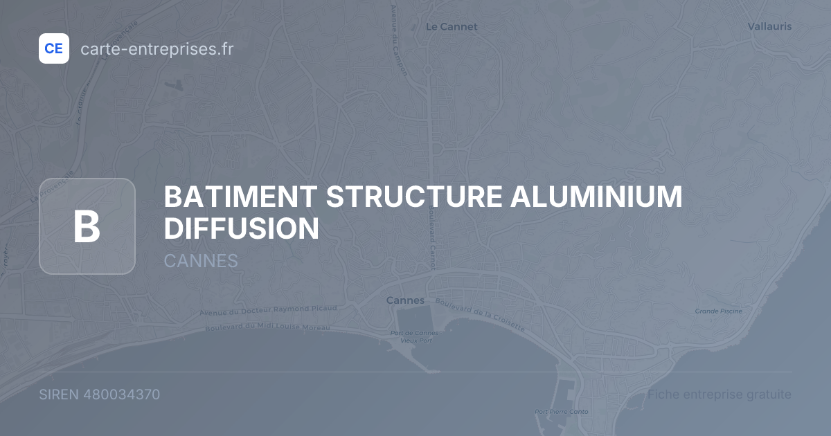 BATIMENT STRUCTURE ALUMINIUM DIFFUSION — 480034370 — fiche entreprise