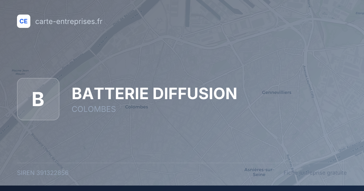 BATTERIE DIFFUSION — 391322856 — fiche entreprise