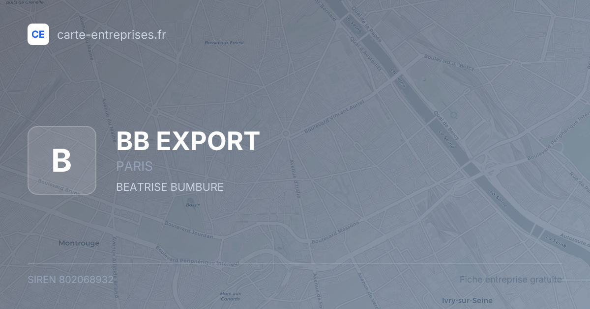 BB EXPORT — 802068932 — fiche entreprise