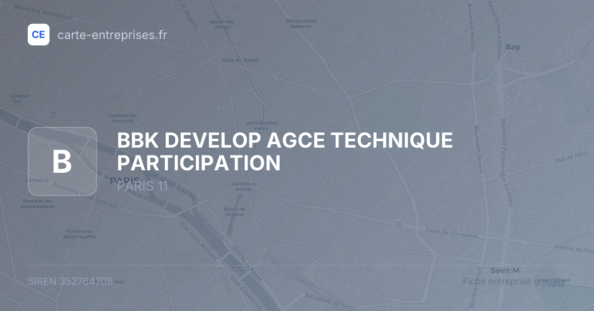 BBK DEVELOP AGCE TECHNIQUE PARTICIPATION — 352764708 — fiche entreprise