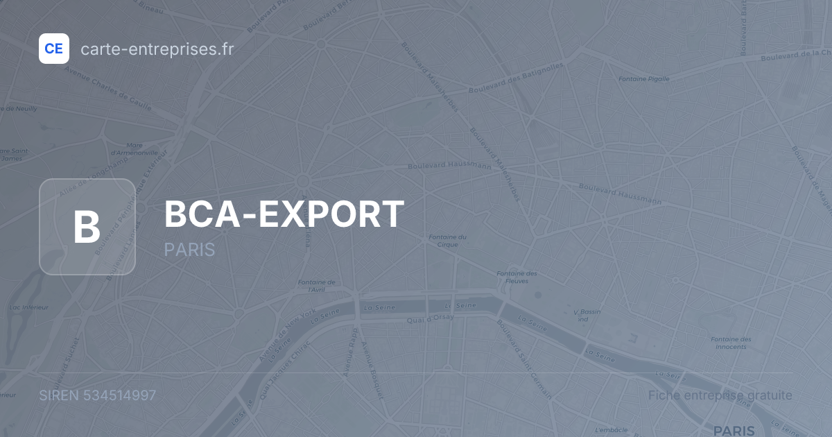 BCA-EXPORT — 534514997 — fiche entreprise
