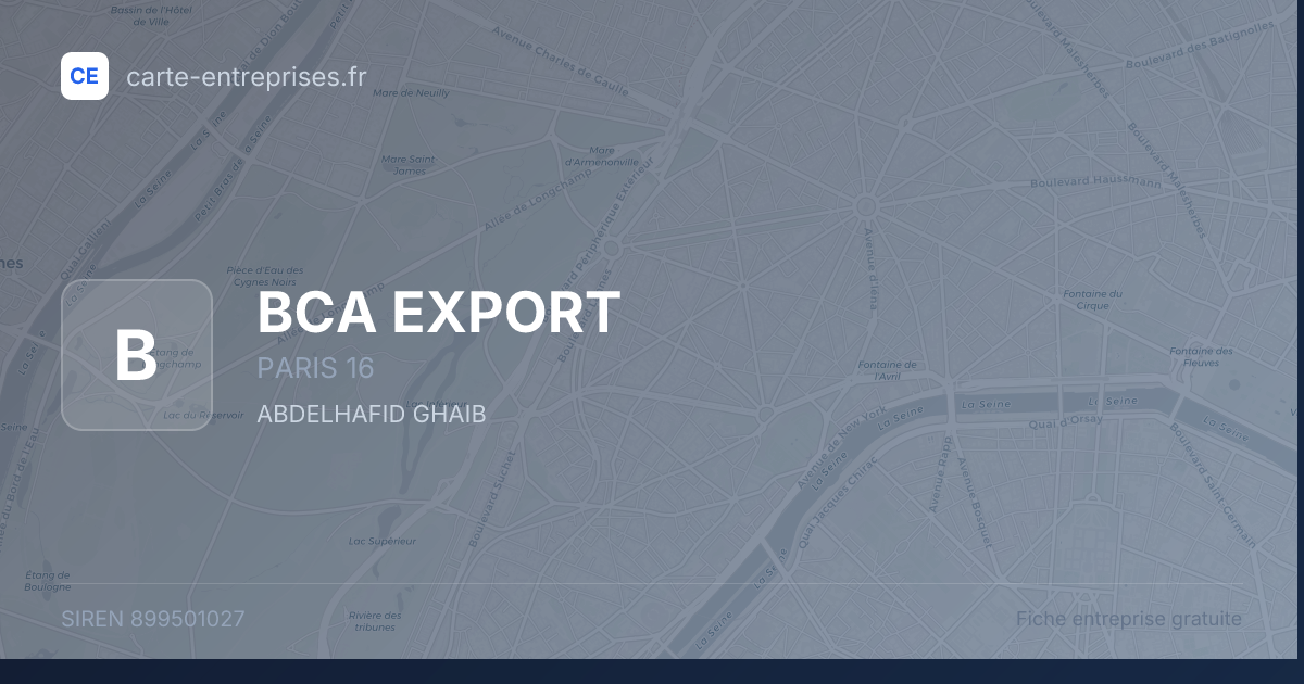 BCA EXPORT — 899501027 — fiche entreprise