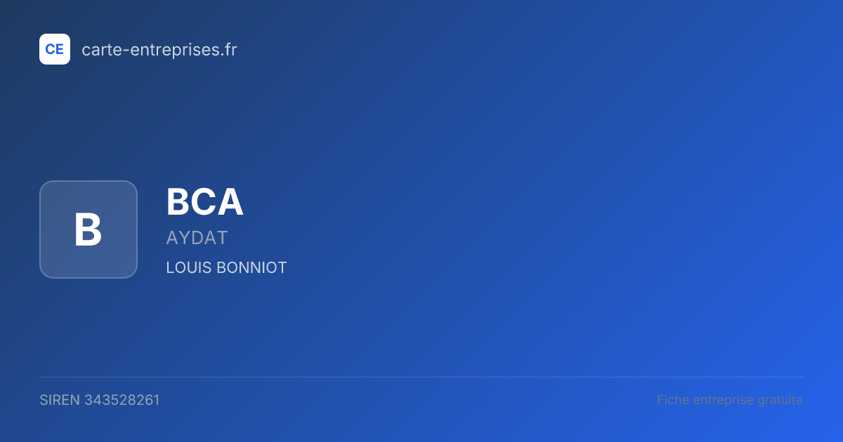 BCA — 343528261 — fiche entreprise