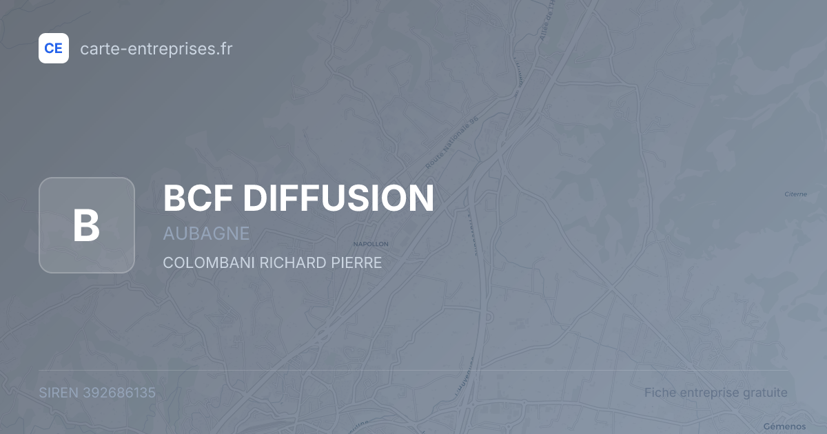 BCF DIFFUSION — 392686135 — fiche entreprise