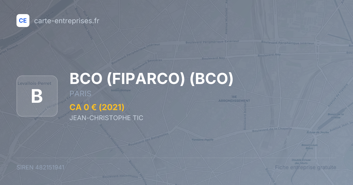 BCO (FIPARCO) (BCO) — 482151941 — fiche entreprise
