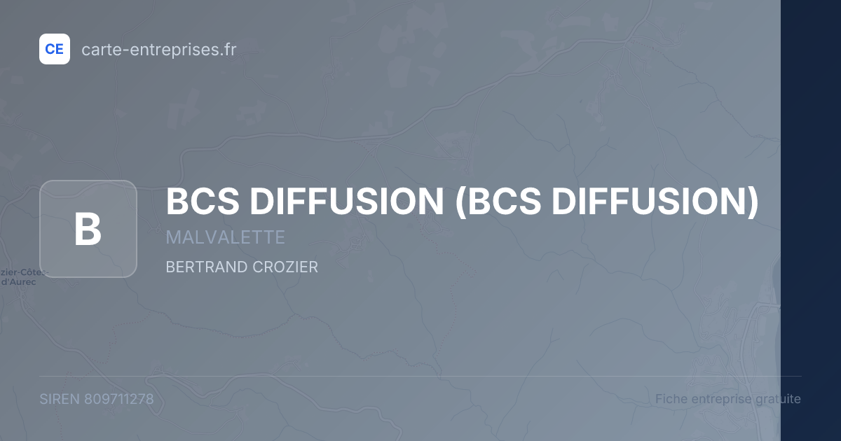 BCS DIFFUSION — 809711278 — fiche entreprise