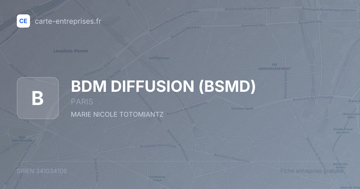 BDM DIFFUSION (BSMD) — 341034106 — fiche entreprise