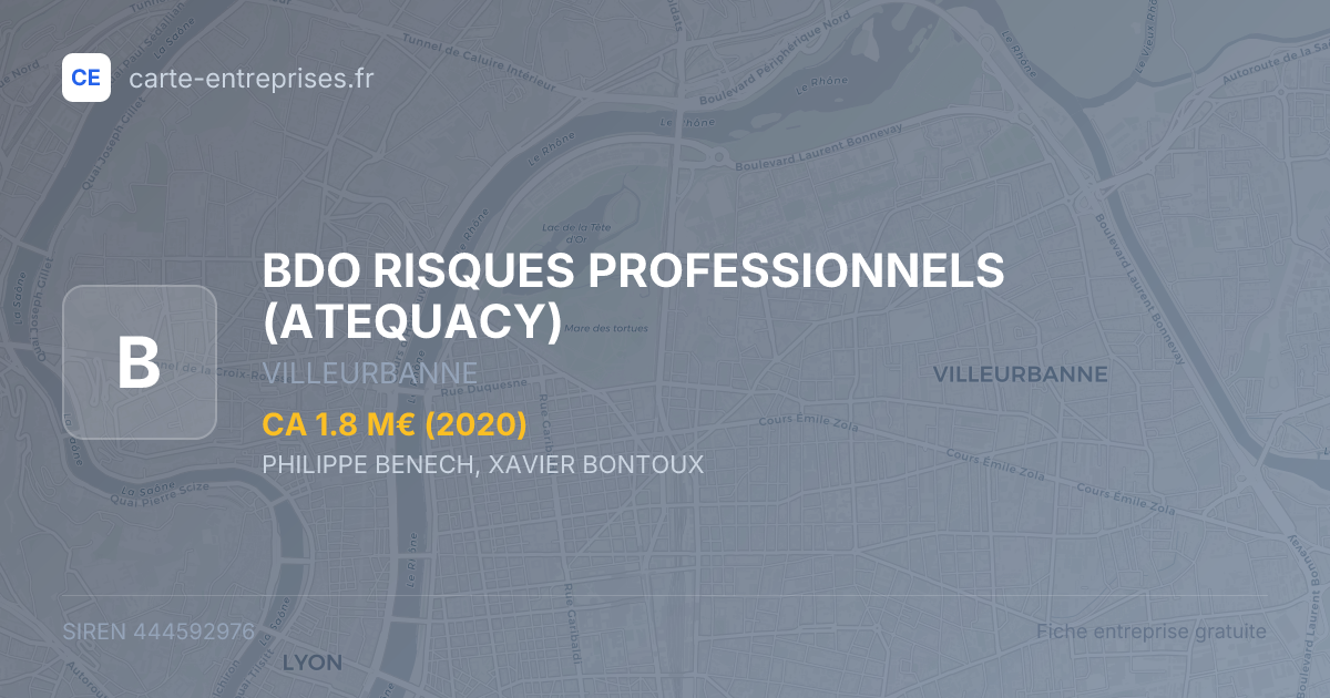 BDO RISQUES PROFESSIONNELS (ATEQUACY) — 444592976 — fiche entreprise