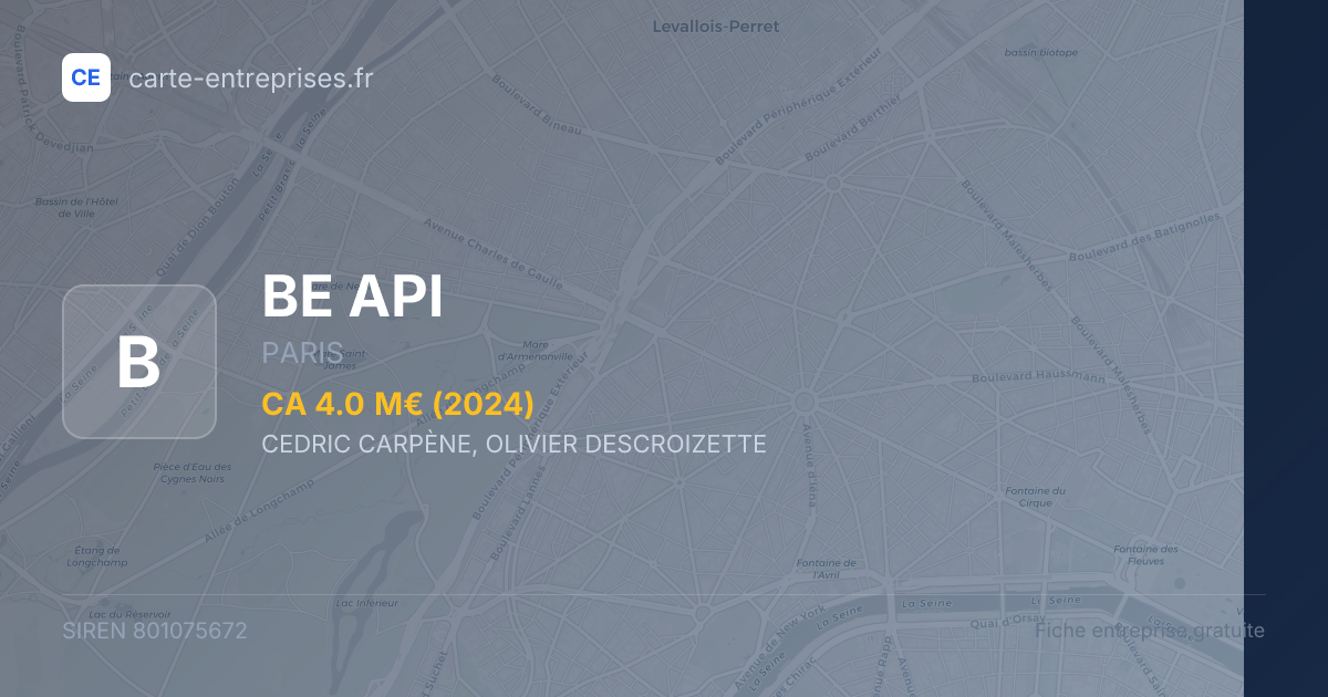 BE API — 801075672 — fiche entreprise