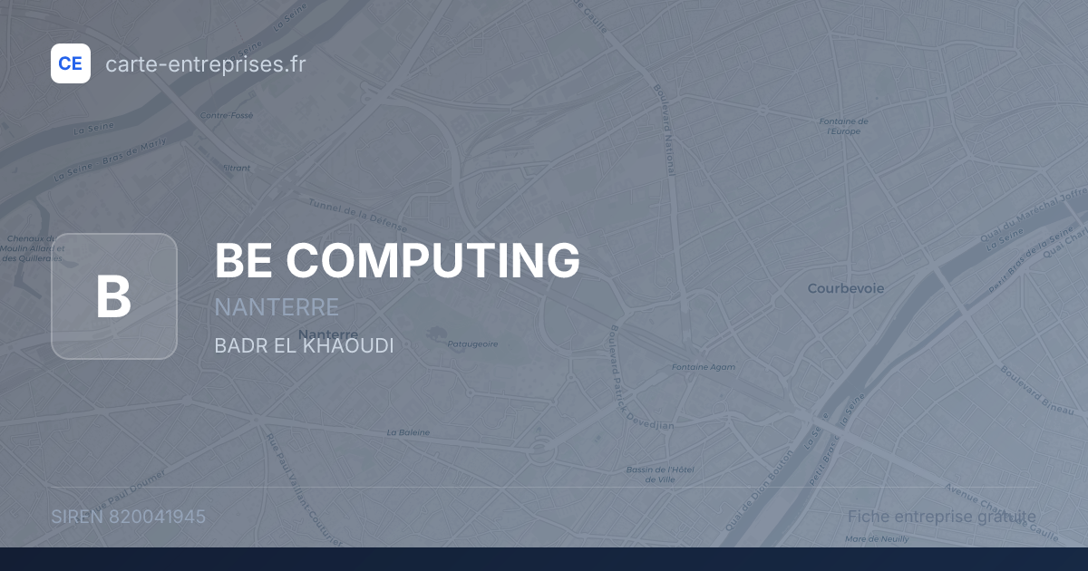 BE COMPUTING — 820041945 — fiche entreprise