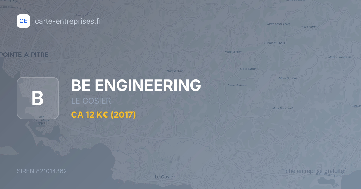 BE ENGINEERING — 821014362 — fiche entreprise
