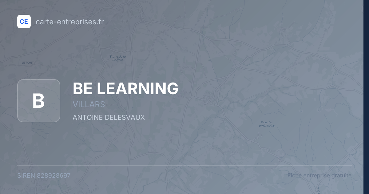 BE LEARNING — 828928697 — fiche entreprise
