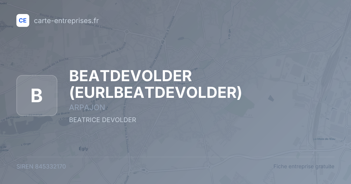 BEATDEVOLDER (EURLBEATDEVOLDER) — 845332170 — fiche entreprise