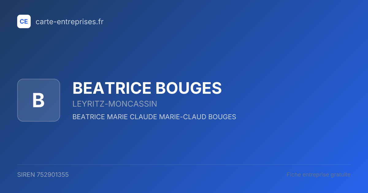BEATRICE BOUGES — 752901355 — fiche entreprise