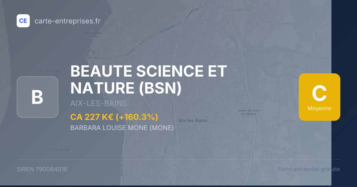 BEAUTE SCIENCE ET NATURE (BSN) — 790084016 — fiche entreprise
