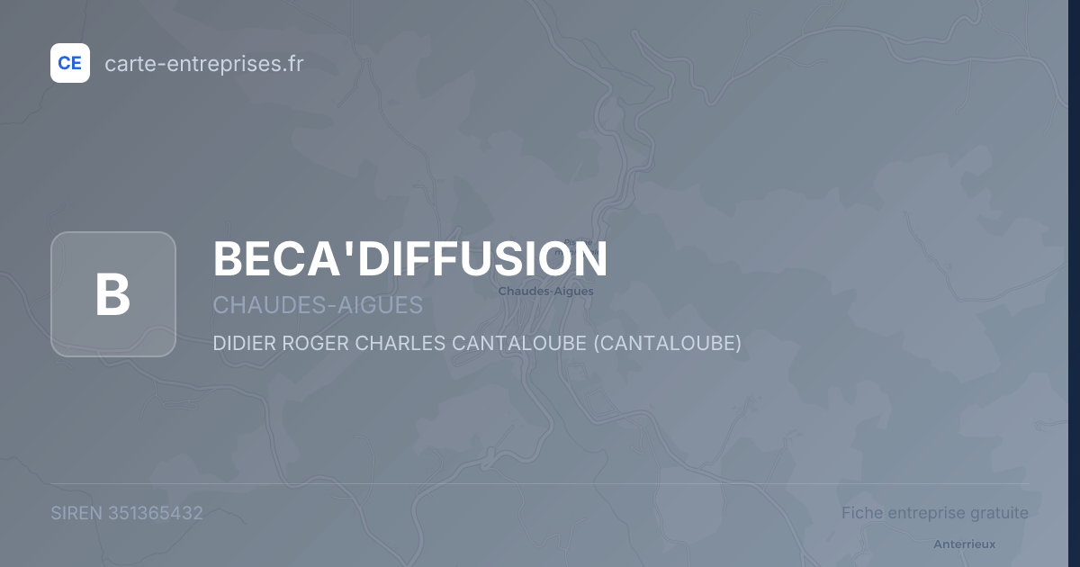 BECA'DIFFUSION — 351365432 — fiche entreprise