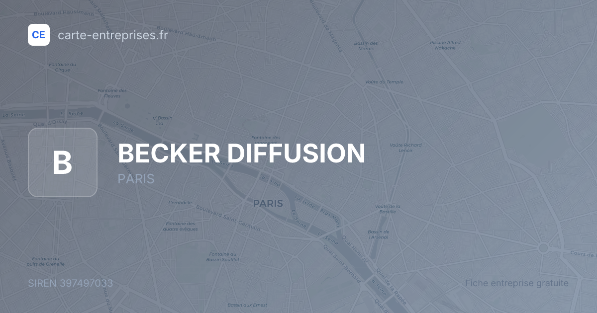 BECKER DIFFUSION — 397497033 — fiche entreprise