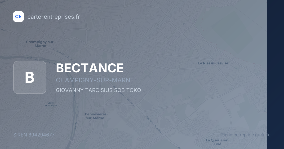 BECTANCE — 894294677 — fiche entreprise
