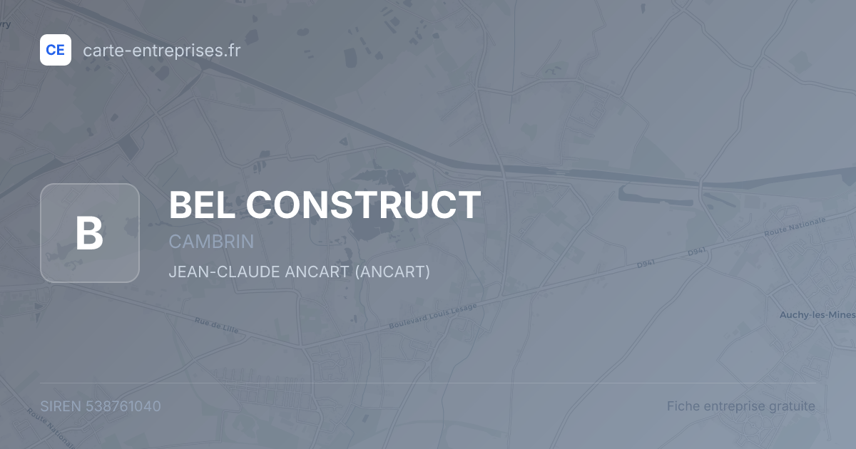 BEL CONSTRUCT — 538761040 — fiche entreprise
