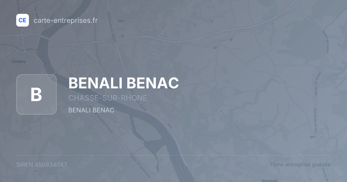 BENALI BENAC — 450934047 — fiche entreprise