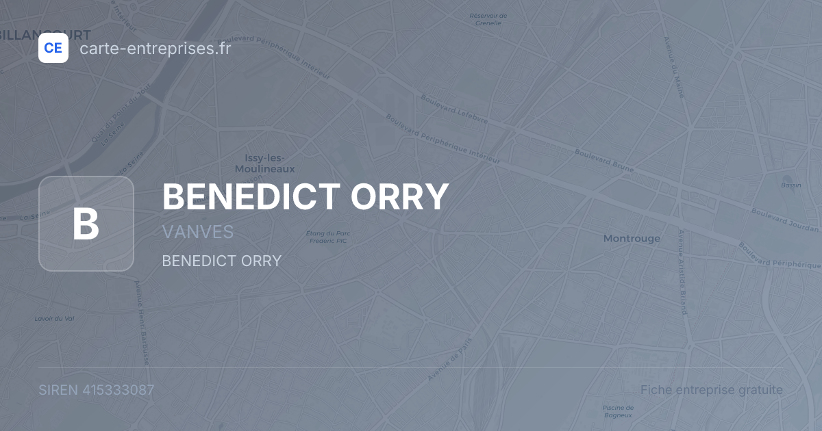 BENEDICT ORRY — 415333087 — fiche entreprise