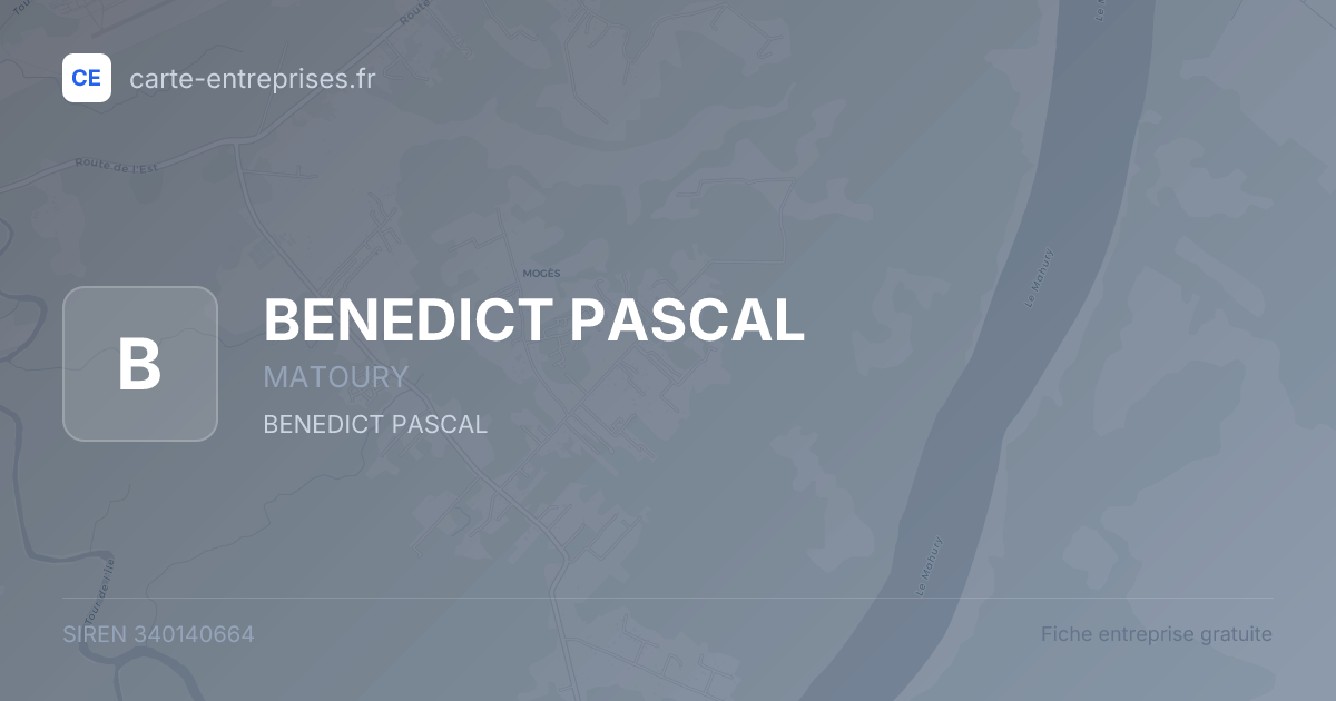 BENEDICT PASCAL — 340140664 — fiche entreprise