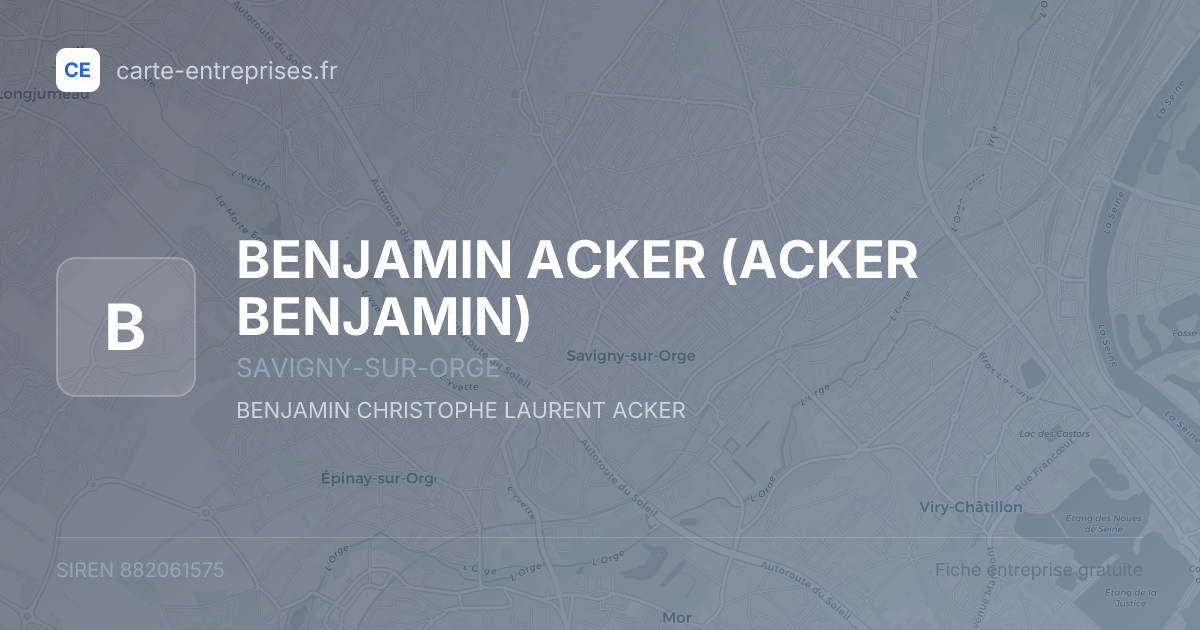 BENJAMIN ACKER (ACKER BENJAMIN) — 882061575 — fiche entreprise