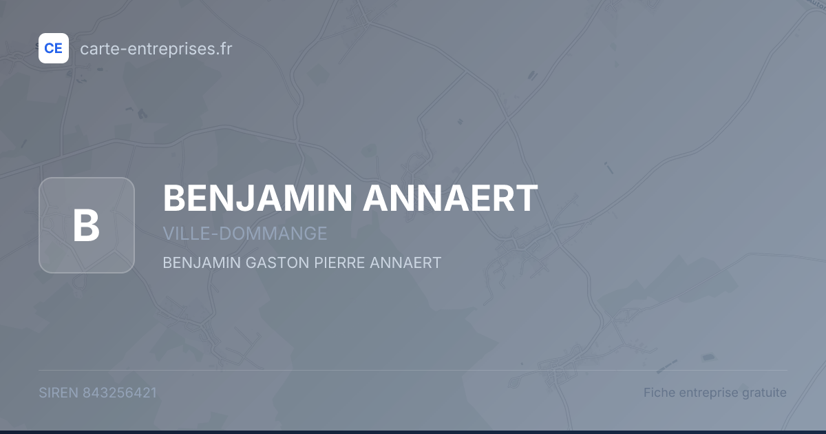 BENJAMIN ANNAERT — 843256421 — fiche entreprise