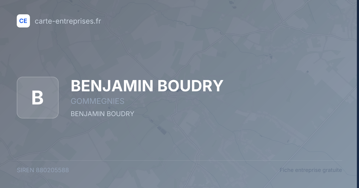 BENJAMIN BOUDRY — 880205588 — fiche entreprise