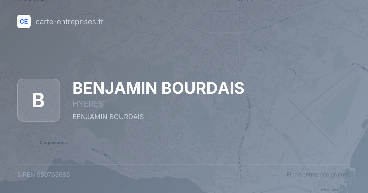BENJAMIN BOURDAIS — 950765685 — fiche entreprise