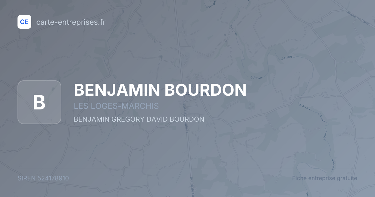 BENJAMIN BOURDON — 524178910 — fiche entreprise